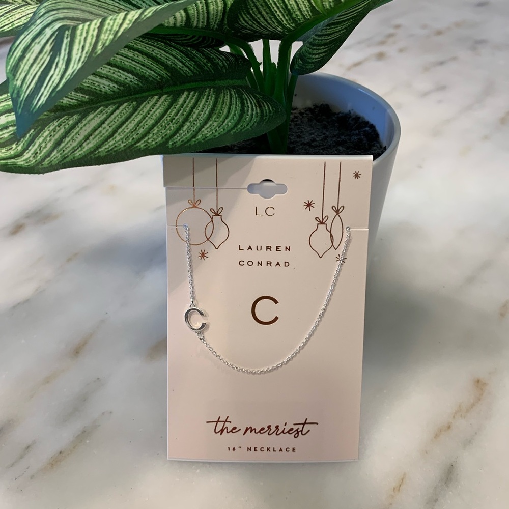 NWT Mini Initial C Necklace In Silver Tone
